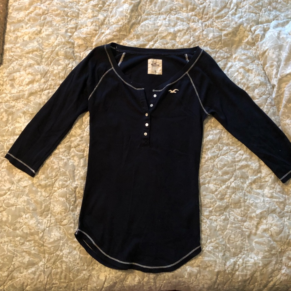 COPY - Dark Navy Blue Hollister Baseball tee